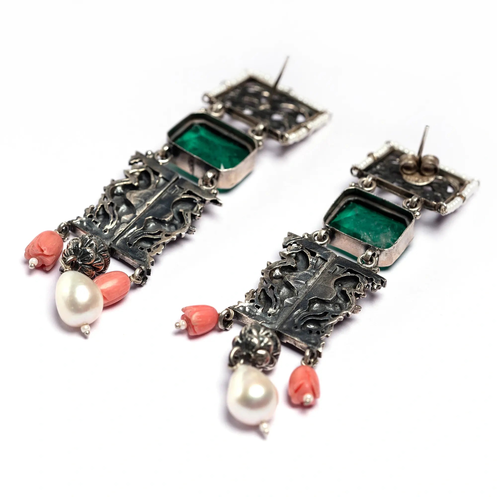 Amram Stone-Studded Contemporary Drop Earrings