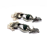 Long Silver Earrings With Peacock Motiff- Leelankit Special Edition