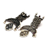 Stone-Studded Drop Earrings with Pearl Detailing