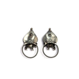Handmade Silver Cow Earrings with Leaf Design