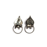 Handmade Silver Cow Earrings with Leaf Design