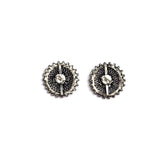 Silver Stud Earrings with Floral Centre