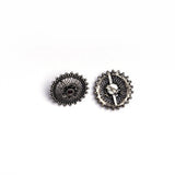 Silver Stud Earrings with Floral Centre
