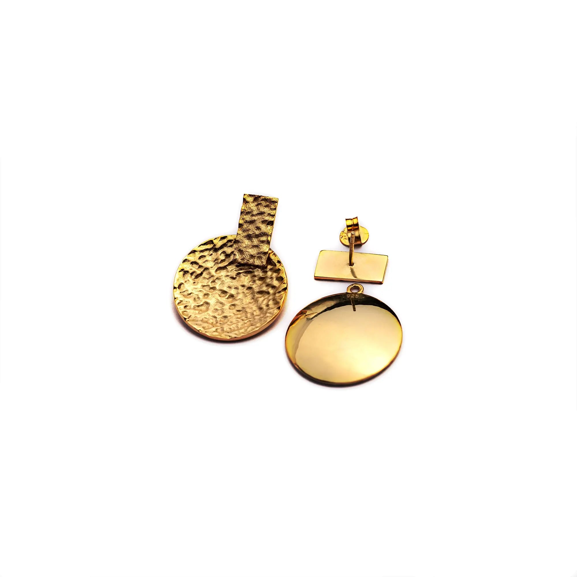Handcrafted Textured Earrings- Gold Plated, Foldable