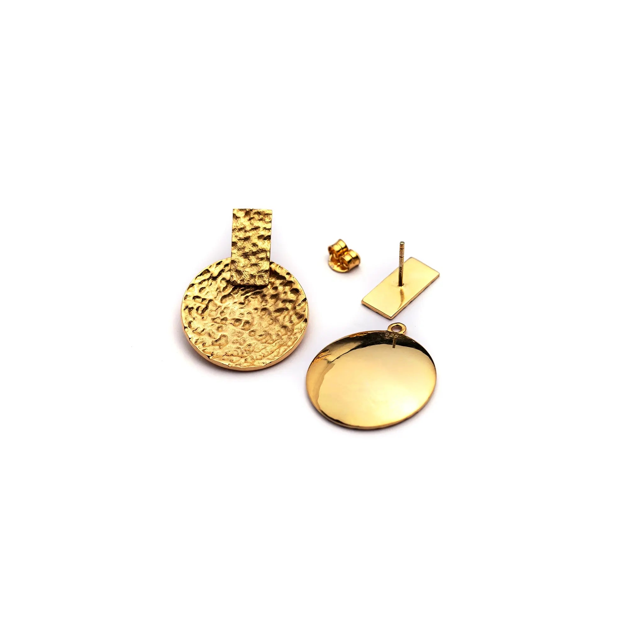 Handcrafted Textured Earrings- Gold Plated, Foldable
