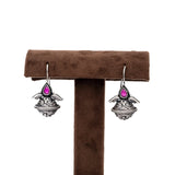 Kalash Earrings in Silver with Pink Stone
