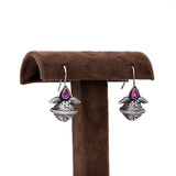 Kalash Earrings in Silver with Pink Stone