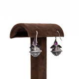 Kalash Earrings in Silver with Pink Stone