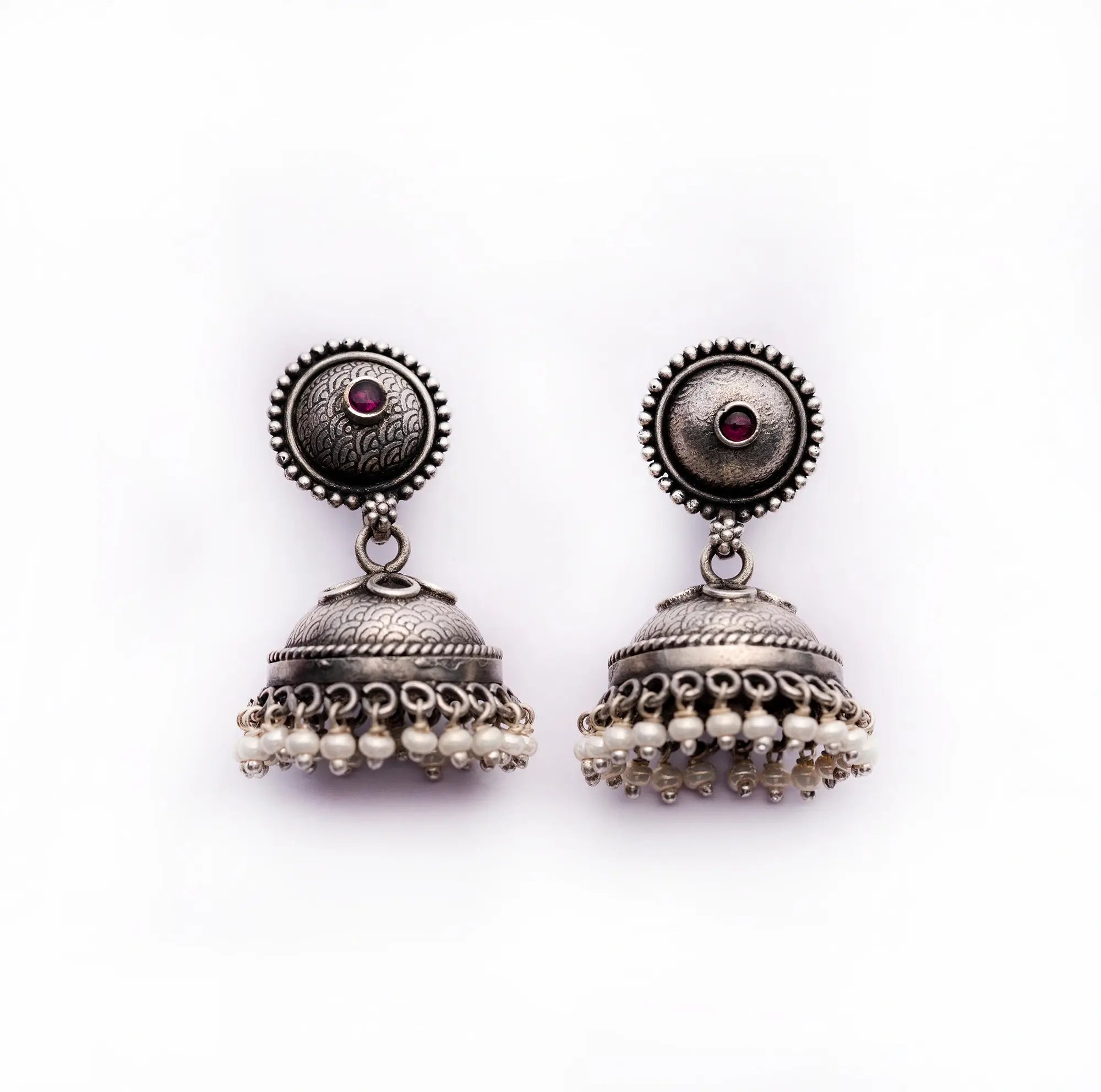 Round Hanging Jumka Earring with Pearl Drops