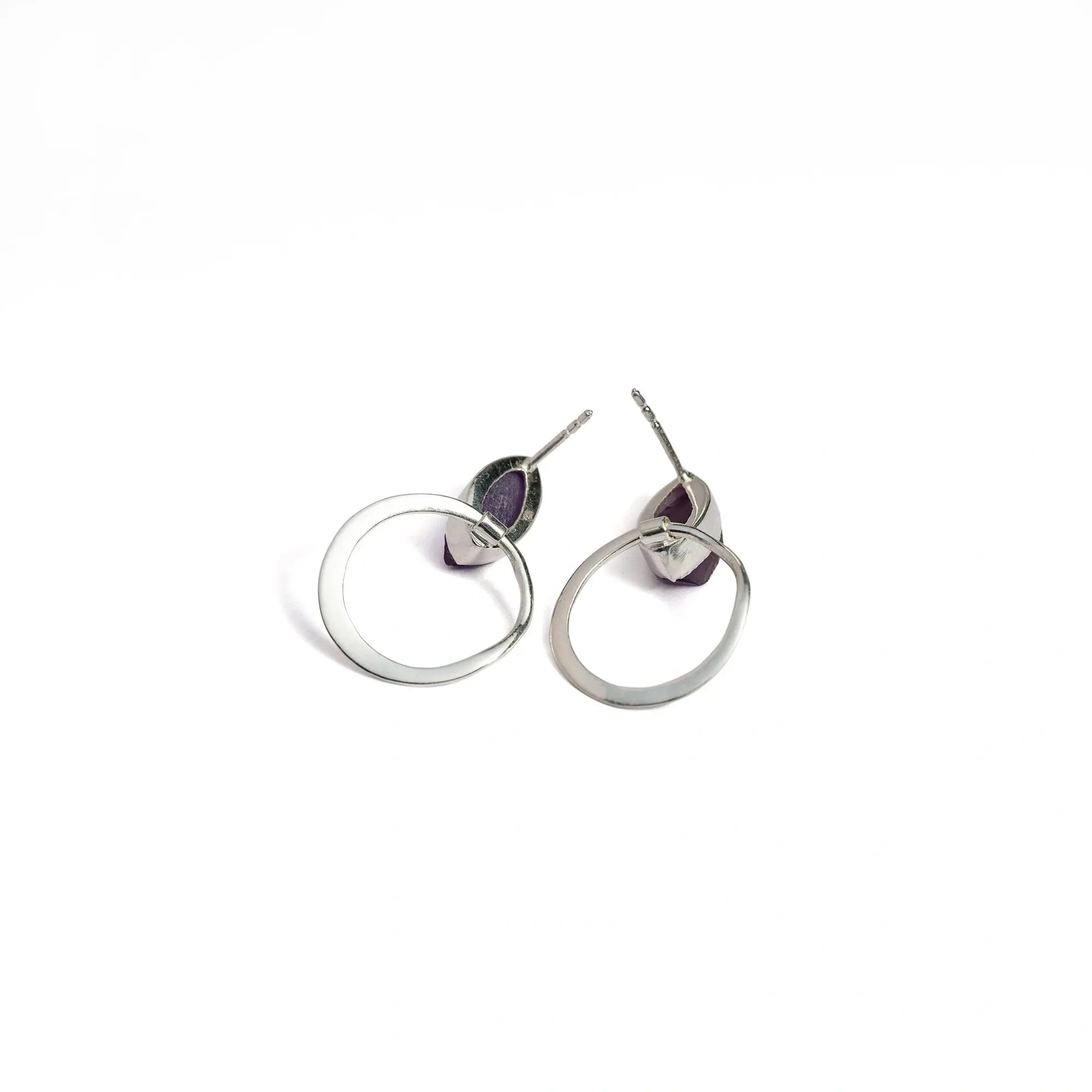 Natural Ruff Stone Earring- Amethyst