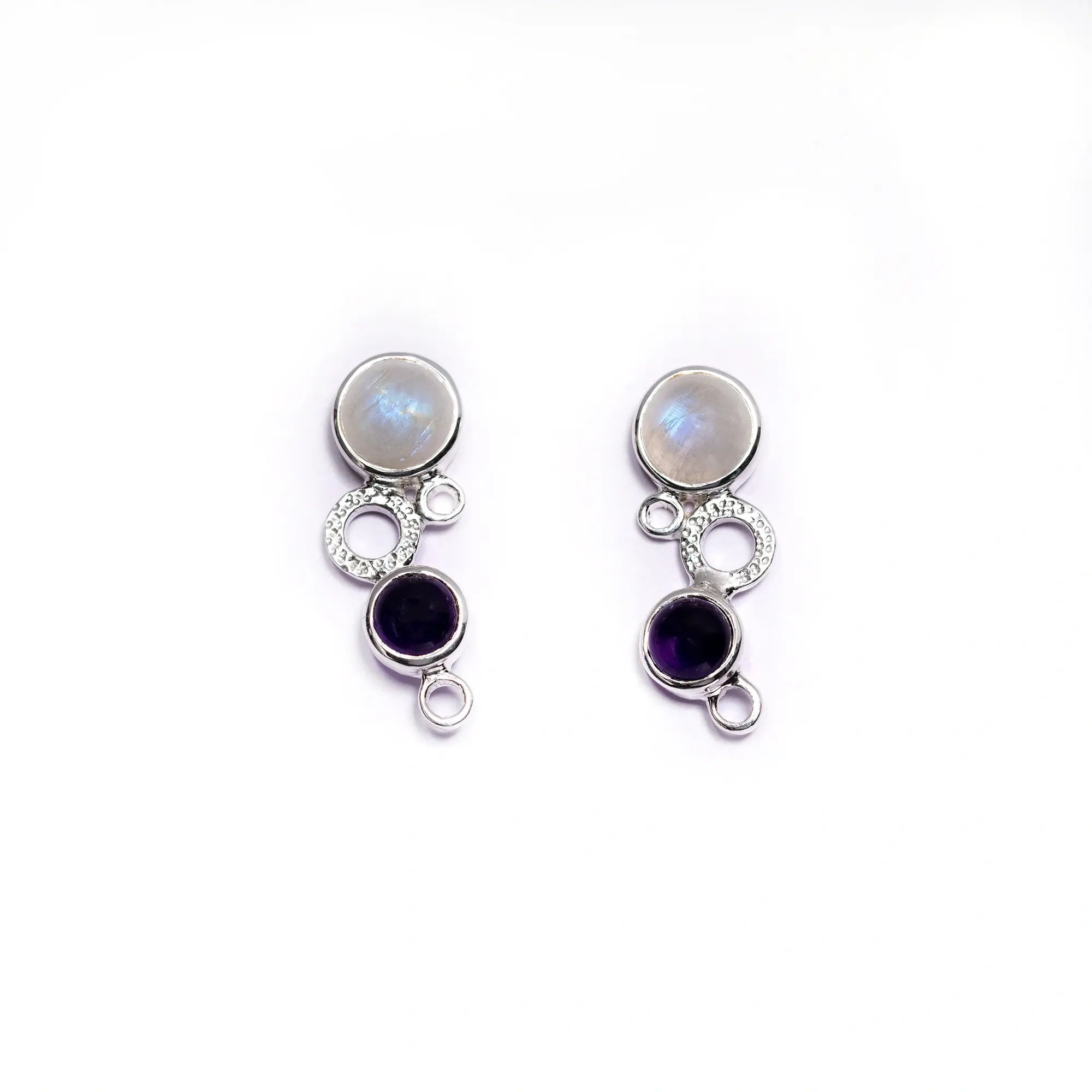 Rainbow Moonstone Earrings | Amethyst