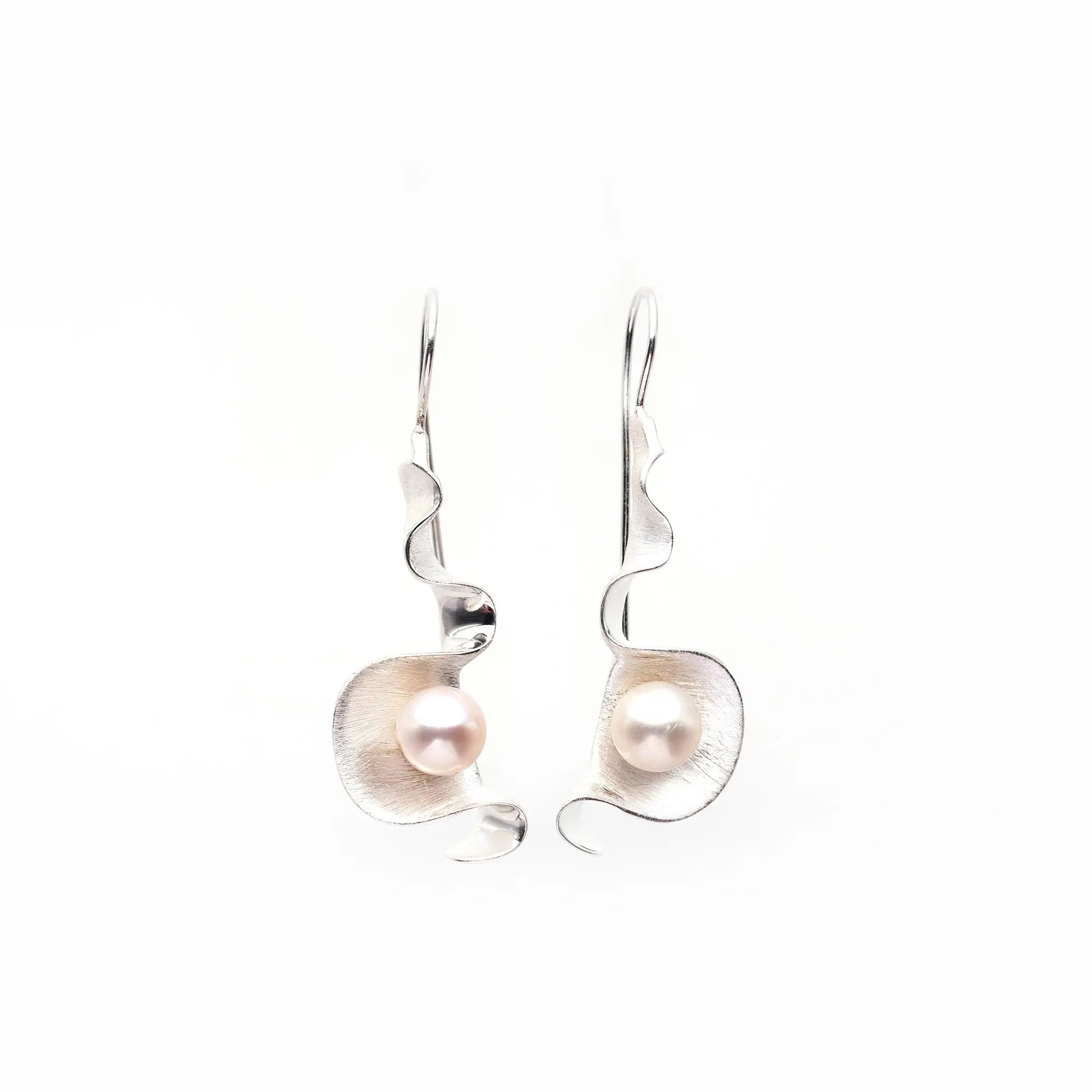 Silver Pearl Strip Earring | White Pearl
