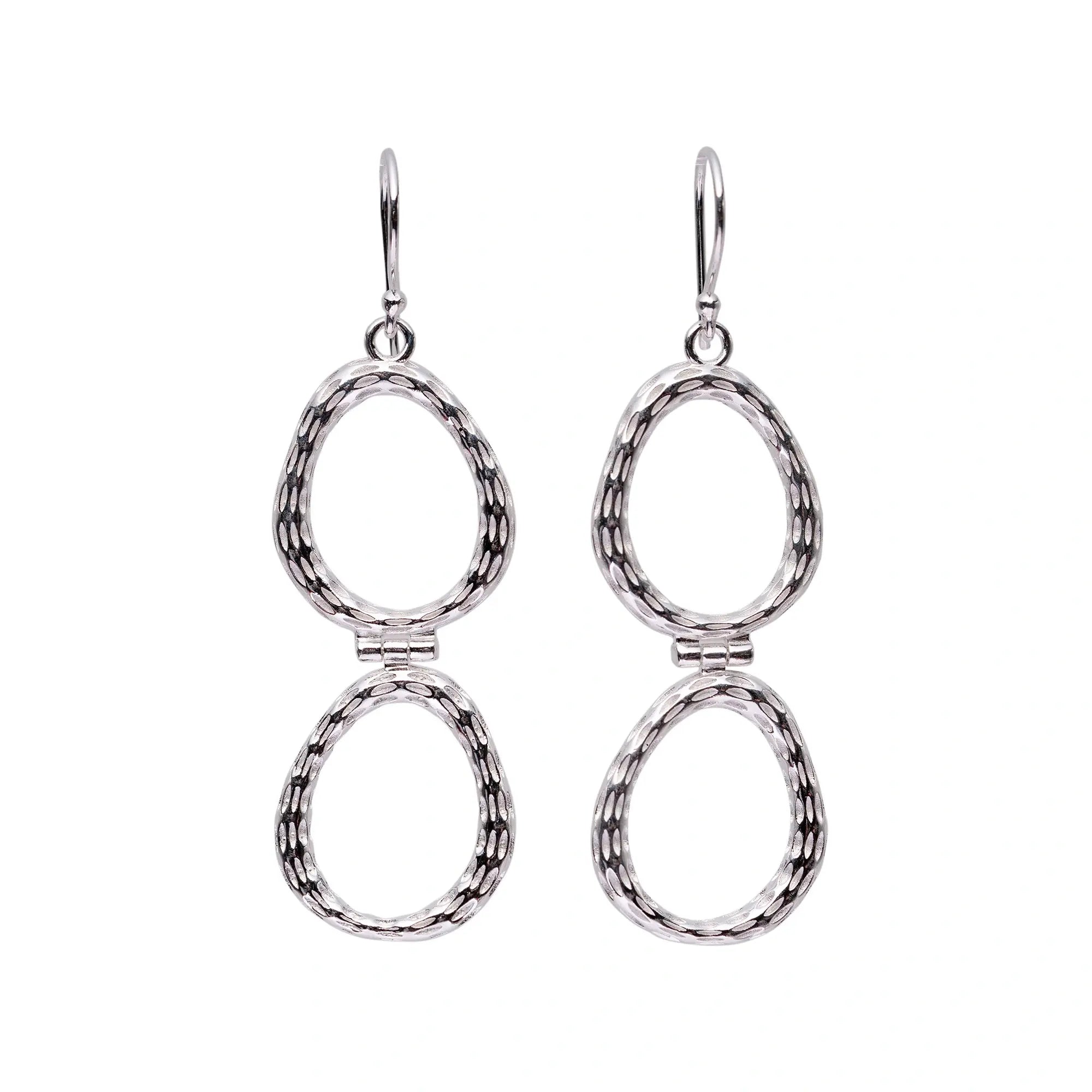 Double Loop Texture Earring | Silver