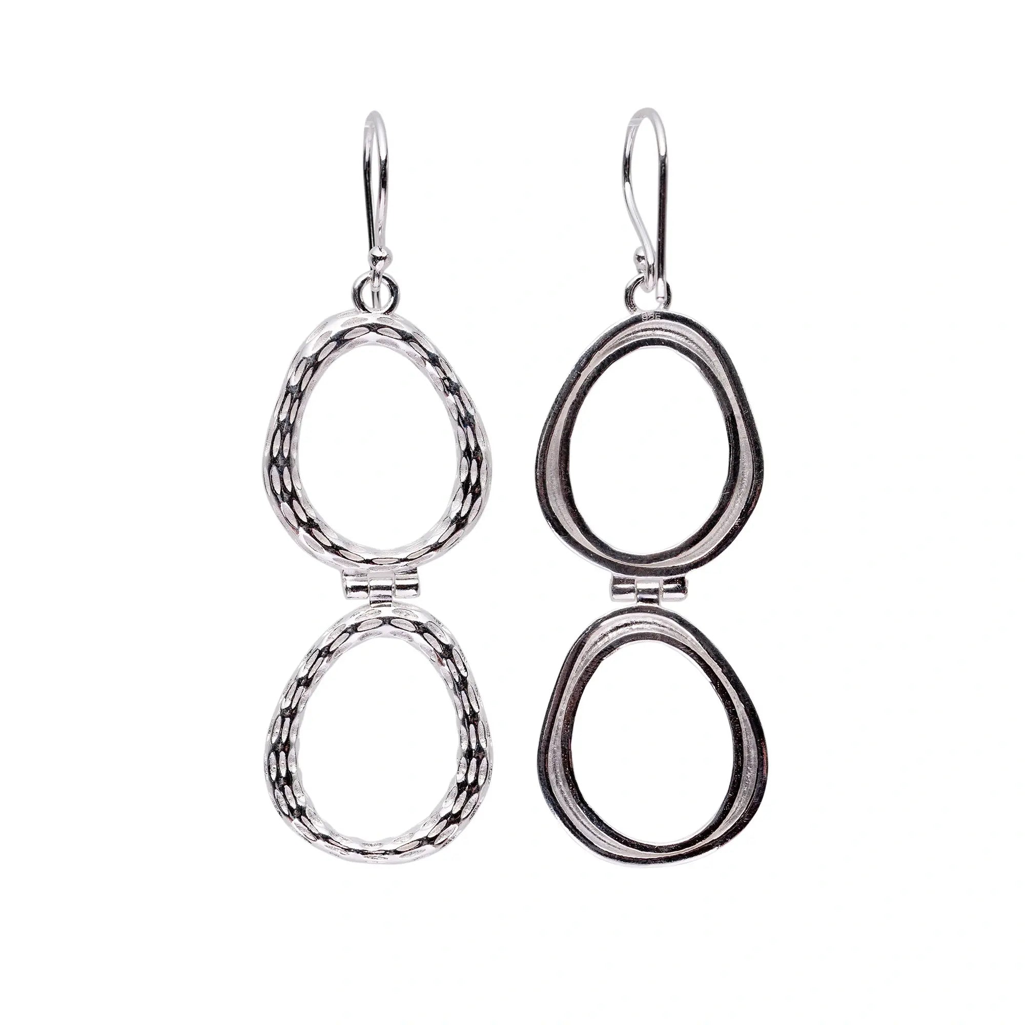 Double Loop Texture Earring | Silver