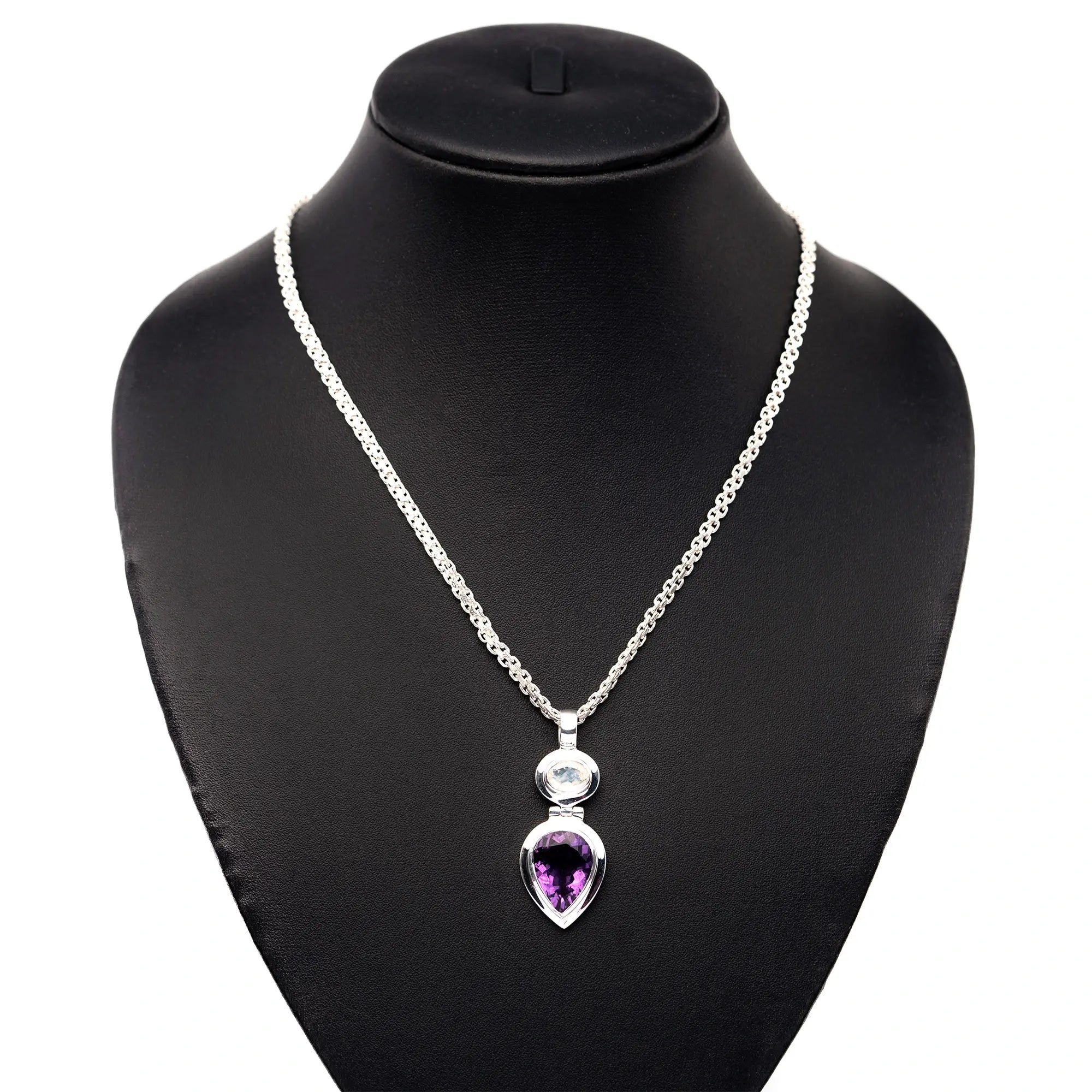 Natural Gemstone Ovel Drop Pandel - Amethyst
