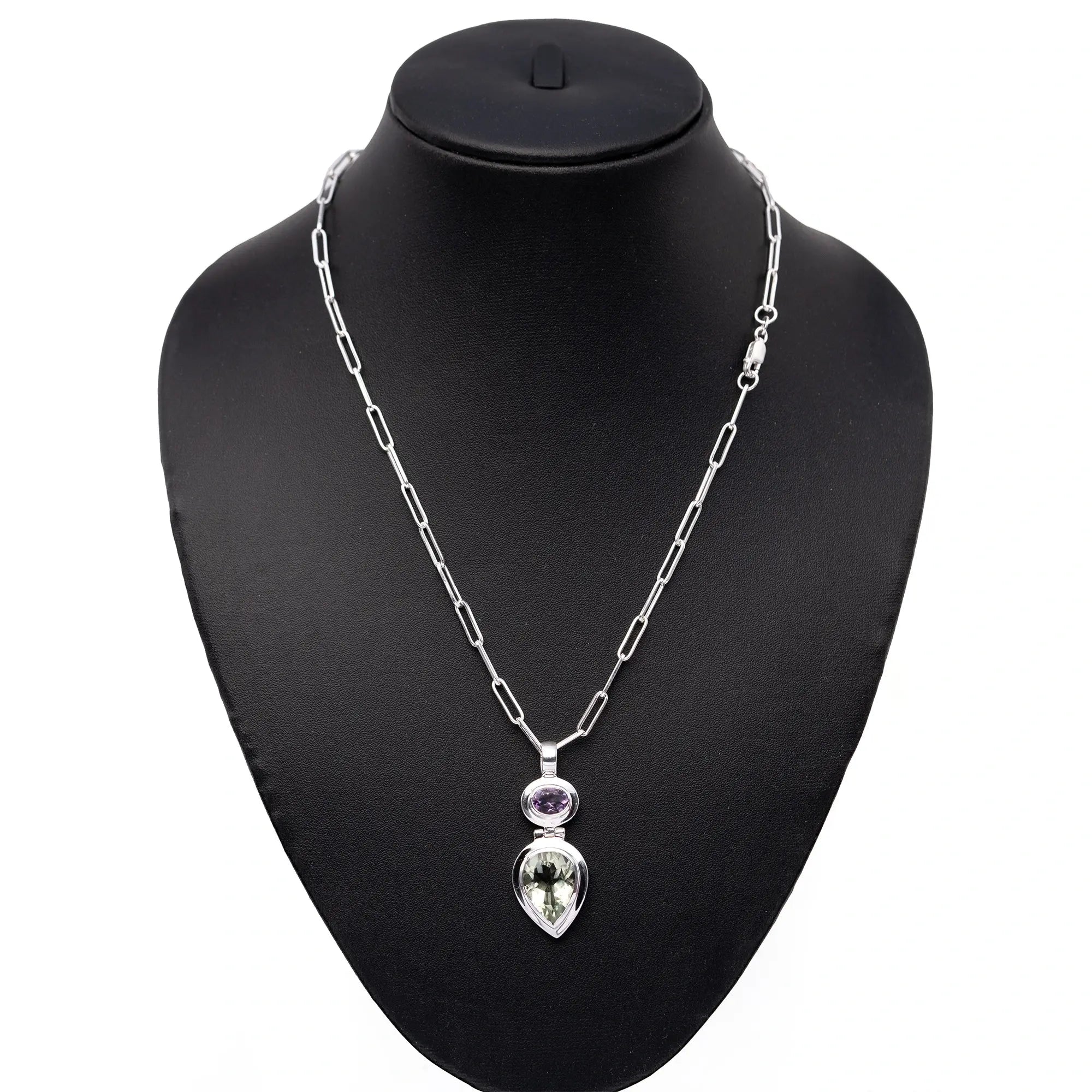 Natural Gemstone Ovel Drop Pandel - Amethyst