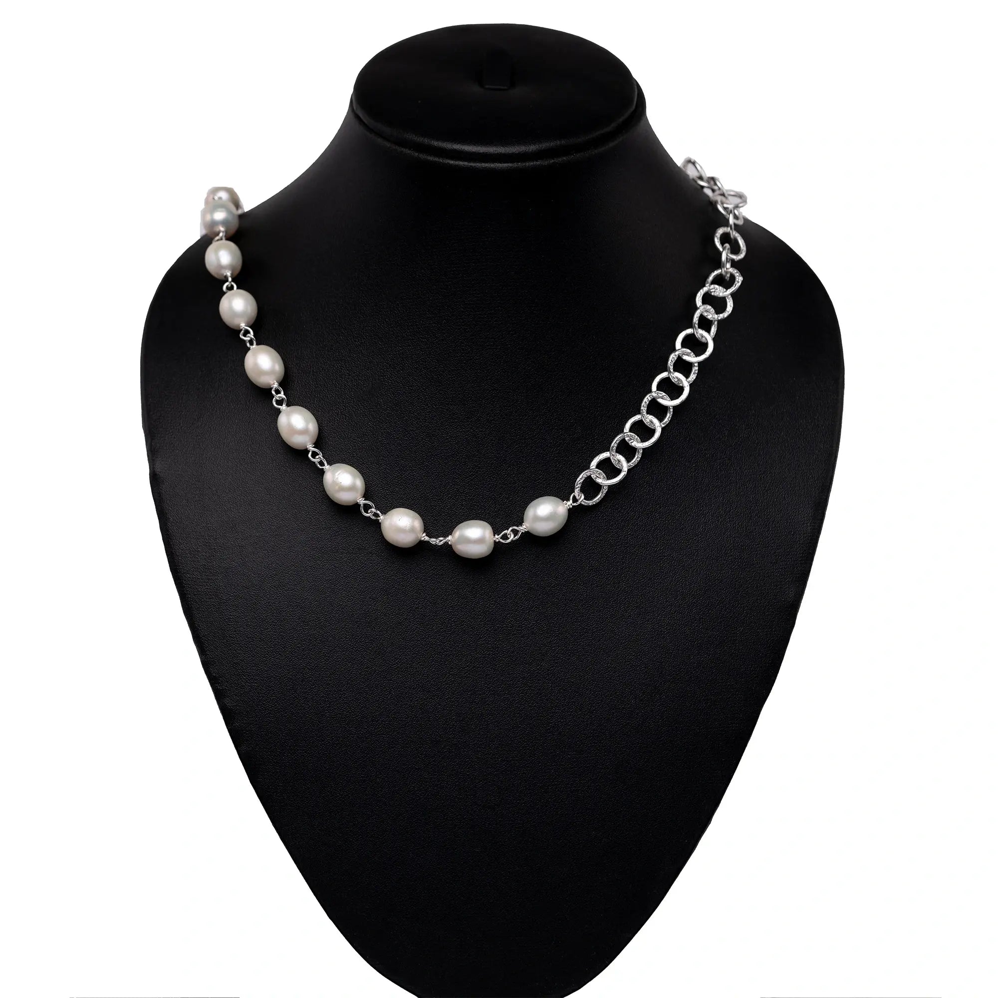 Freshwater Pearl Necklace with Silver Chain