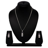 Geometric Stone Pandel Earring Set with Rose Quartz