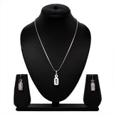 Geometric Stone Pandel Earring Set with Rose Quartz