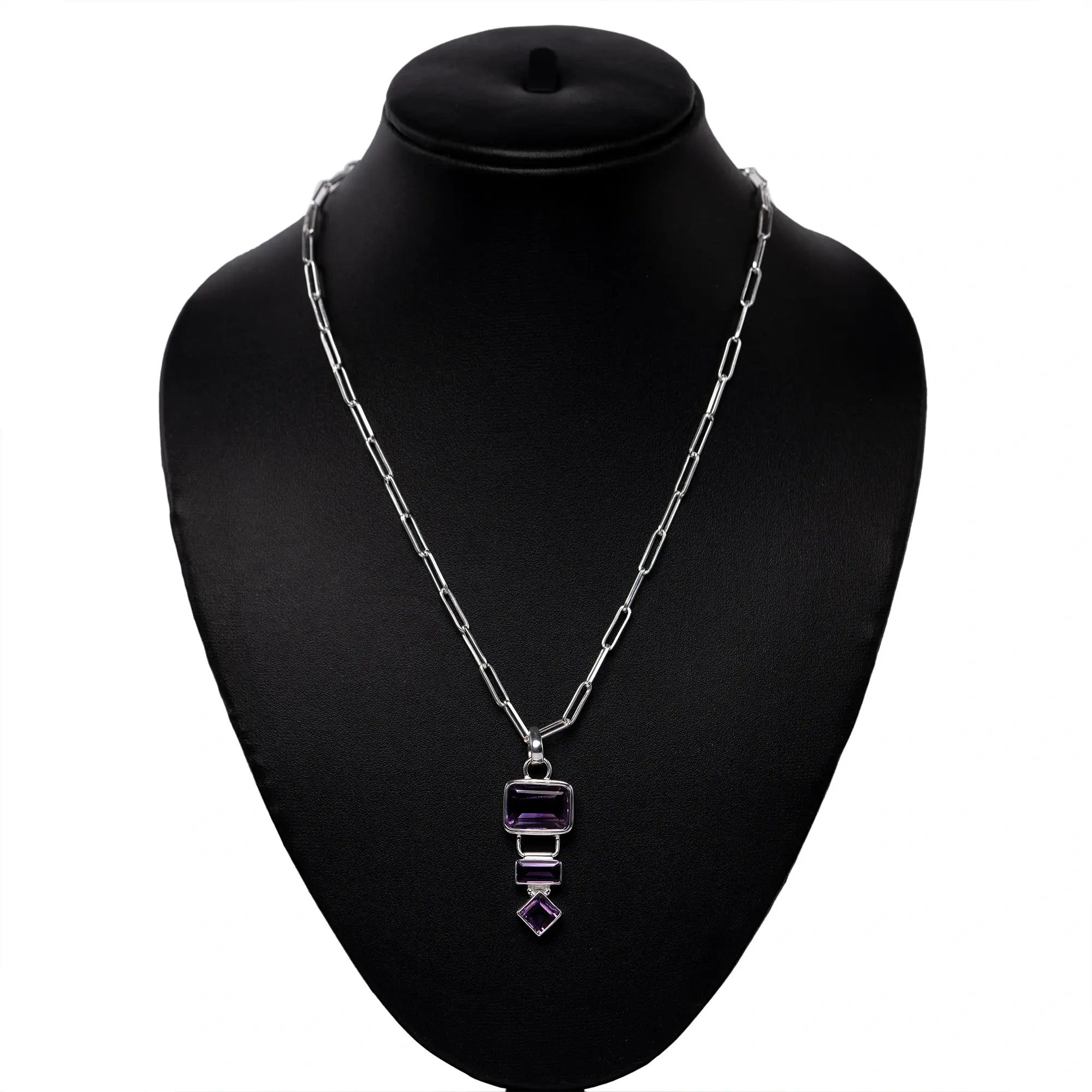 Rectangle Hanging Pendant with Natural Stone