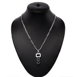 Rectangle Hanging Pendant with Natural Stone