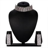 Bamboo Stick Chatai Necklace & Earring Set in Silver