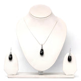 Faceted Drop Pendant Earring Set in Black Obsidian