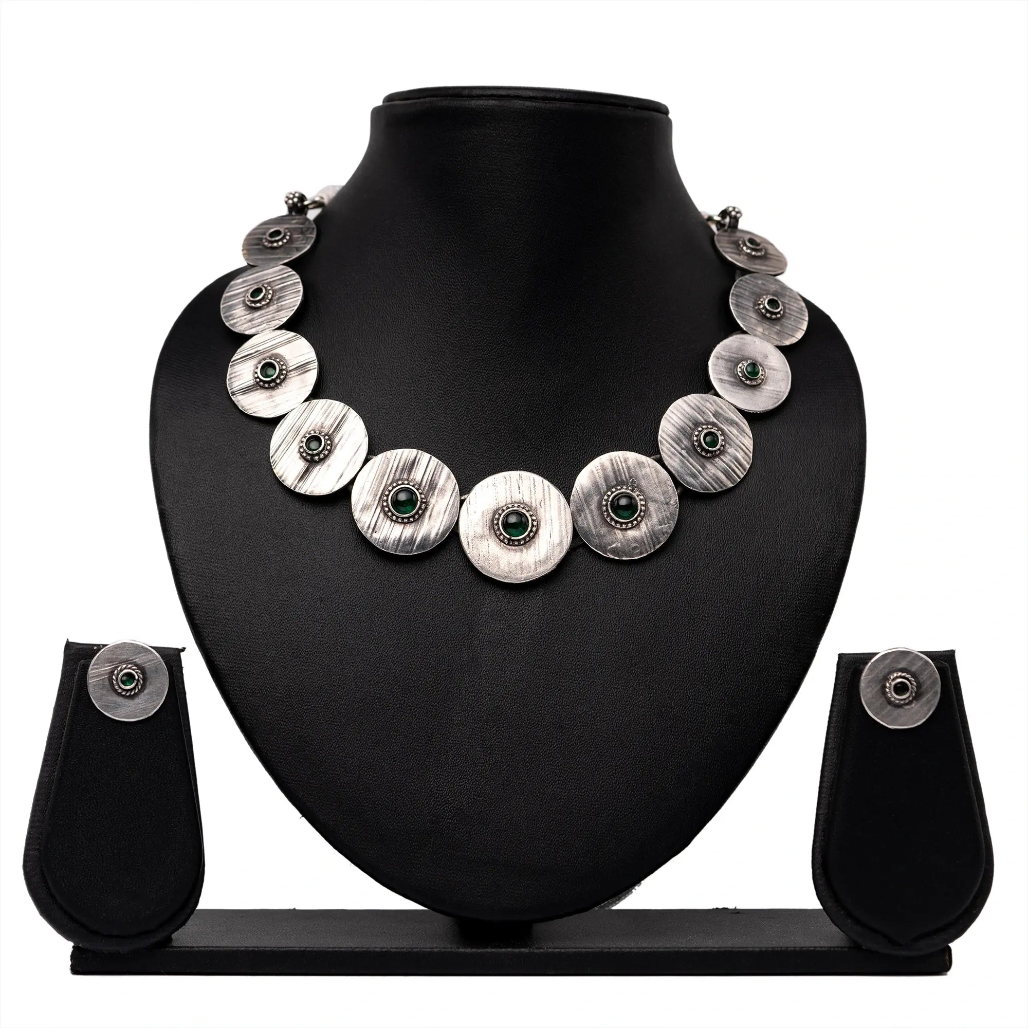 Handstriped Round Necklace Earring Set | Leelankit Special