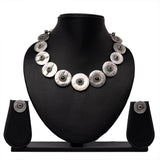 Handstriped Round Necklace Earring Set | Leelankit Special