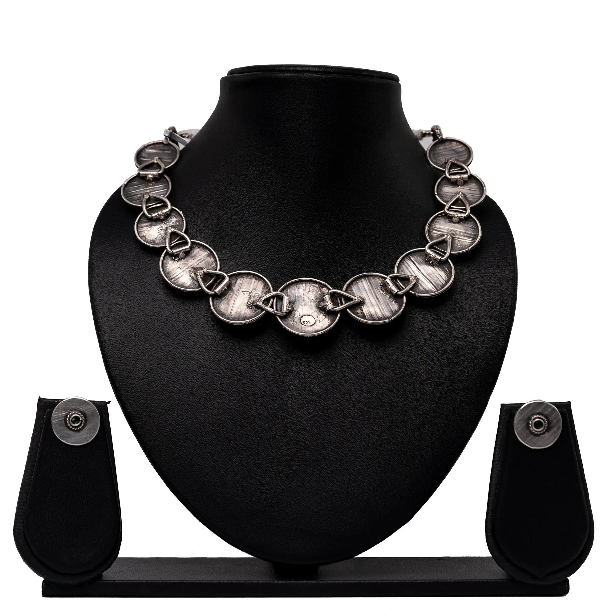 Handstriped Round Necklace Earring Set | Leelankit Special