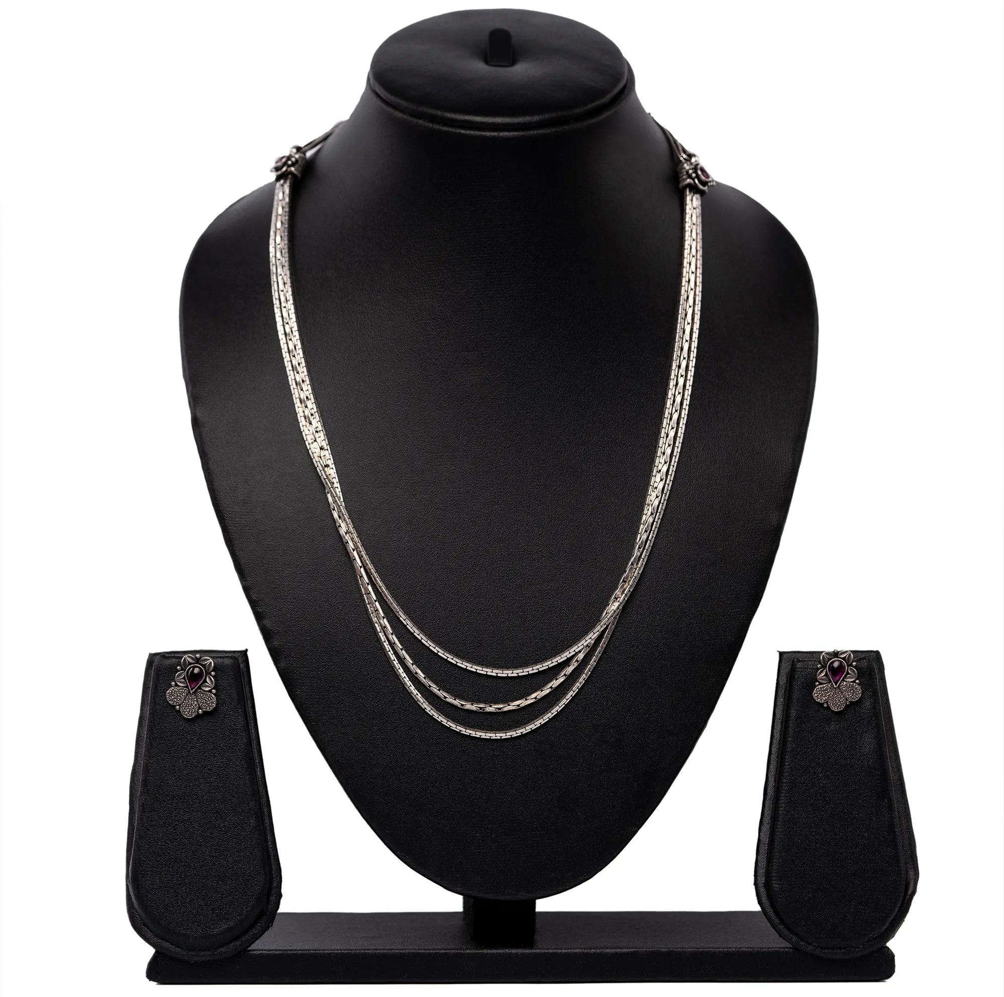 3 Chain Necklace with Earrings