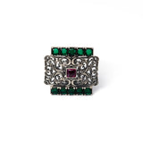 Adjustable Handcarved Jali Cocktail Ring