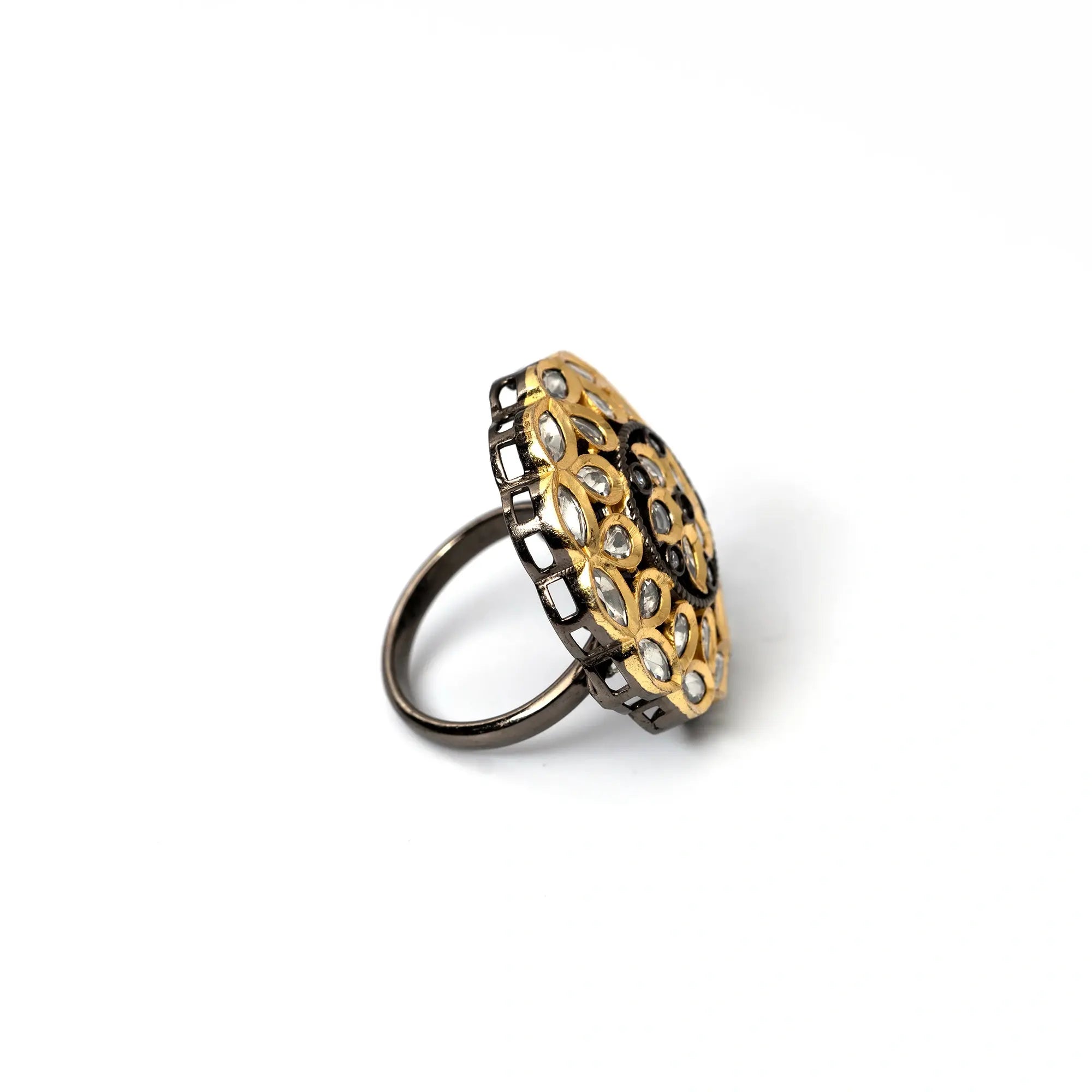 Adjustable Two-Tone Cocktail Ring