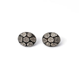 Oval Patchwork Silver Studs