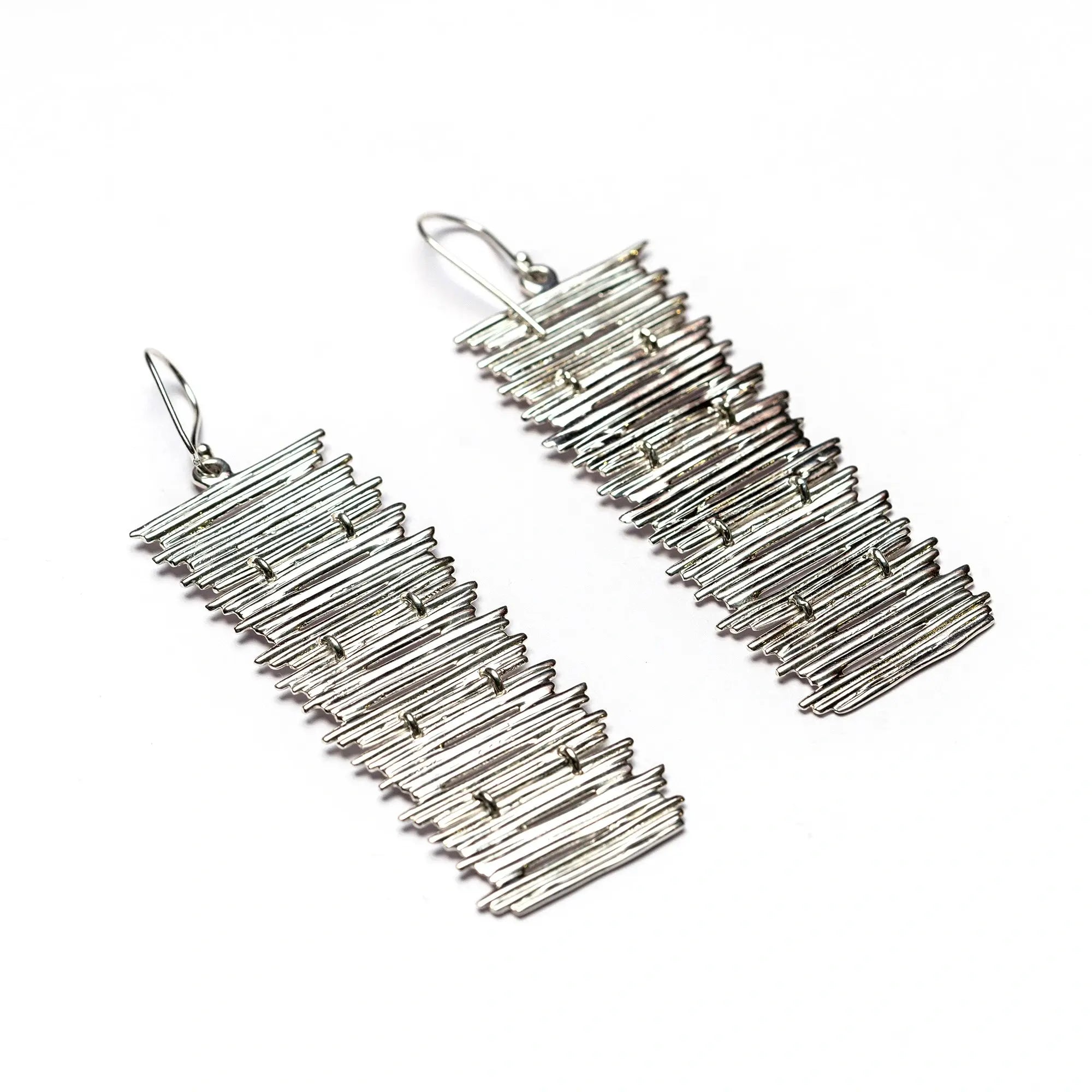 Bamboo Stick Chatai Bracelet Earring Set in Silver