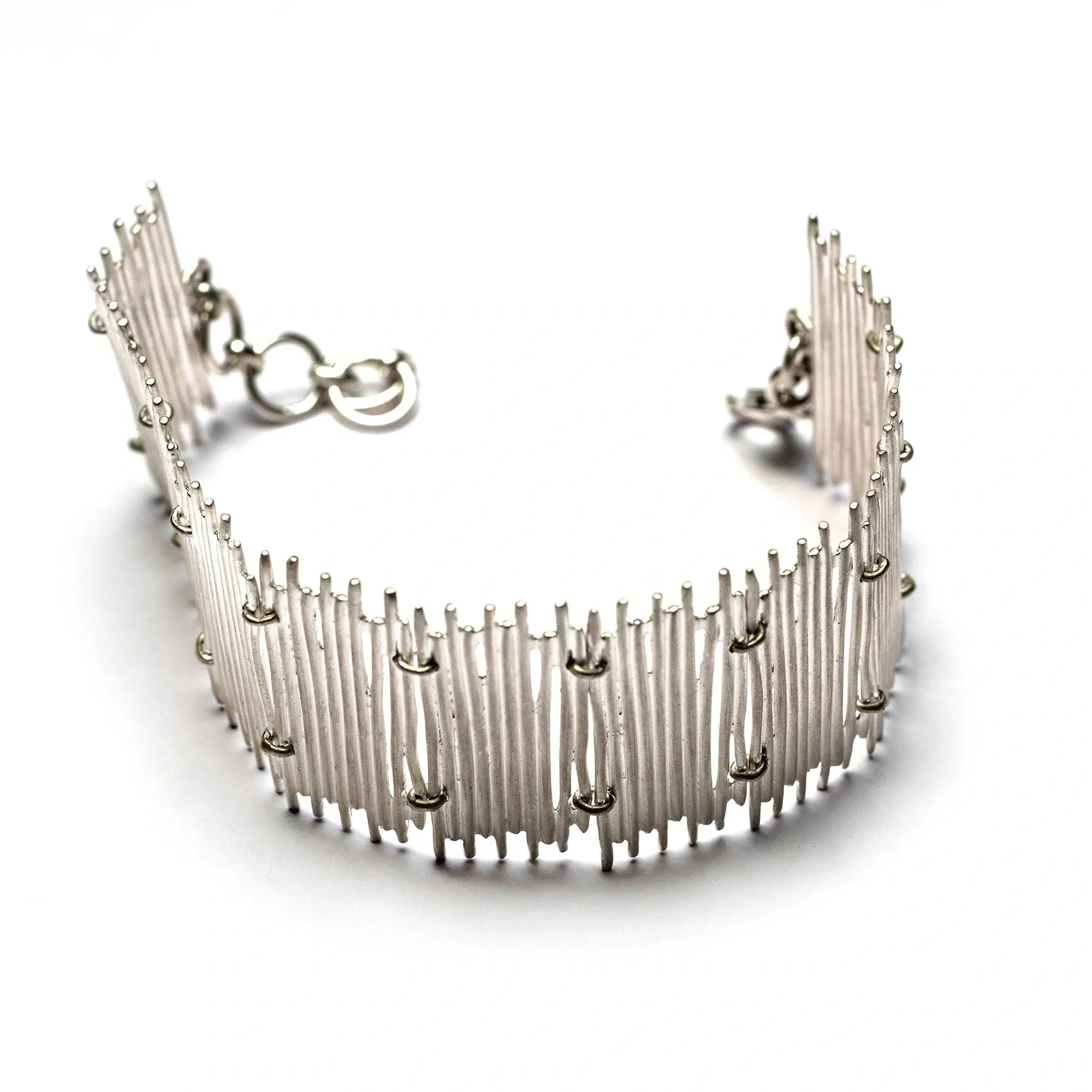 Bamboo Stick Chatai Necklace & Earring Set in Silver